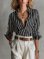 Urban Luxe Vertical Stripe Satin Blouse