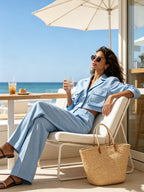 Elegant Cropped Blazer & Wide-Leg Pants Set – Minimalist Tailored Two-Piece Suit