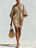 Oversized Crochet Knit Cover Up Dress – Summer Beach Pullover