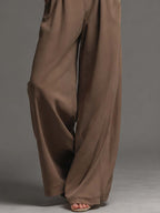 Turtleneck Vertical Stripe Sheer Mesh Puff Sleeve Corset Button Pocket Wide Leg Jumpsuit