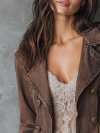 Vintage Buttons Lapel Neck Denim Jacket