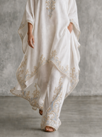 Resort Luxe Embroidered Kaftan Top & Wide Leg Pants Set