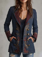 Vintage-style Paisley Embroidered Cotton-linen Jacket