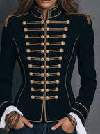 Black Military Gold Braid Button Jacket