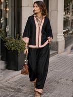 Bohemian Pink Trimmed Linen Suit