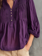 Elegant Plum Pintuck Blouse