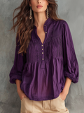 Elegant Plum Pintuck Blouse