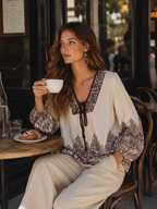 Elegant Ivory Paisley Print Blouse