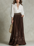 Bohemian Brown Embroidered Long Dress Set