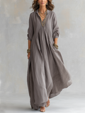 Bohemian Gray Linen Dress