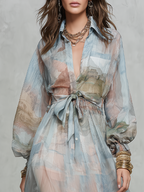 Baroque Blue Floral Maxi Dress