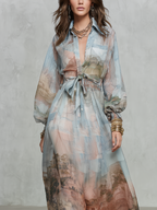 Baroque Blue Floral Maxi Dress