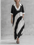 Modern Boho Contrast Stripe Knit Maxi Dress