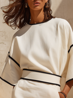 Retro-elegant Color-blocked Trim Mini Dress