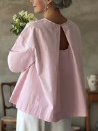 Elegant Backless Design 100% Cotton Shirt Top
