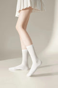 White cotton ribbed mid-calf socks