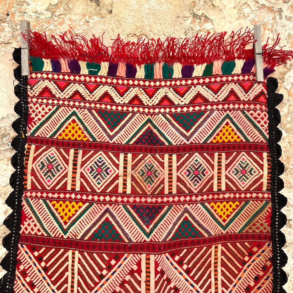 Antique Embroidered Small Carpet Runer