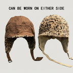 Reversible Aviator Hat With Leopard Print Design For Versatile Wear