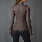 Boho-style Lace Panels Fitted Blouse With Flared Sleeves