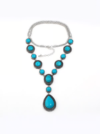 Retro Western Style Geometric Gemstone Teardrop Pendant Accessories Decoration