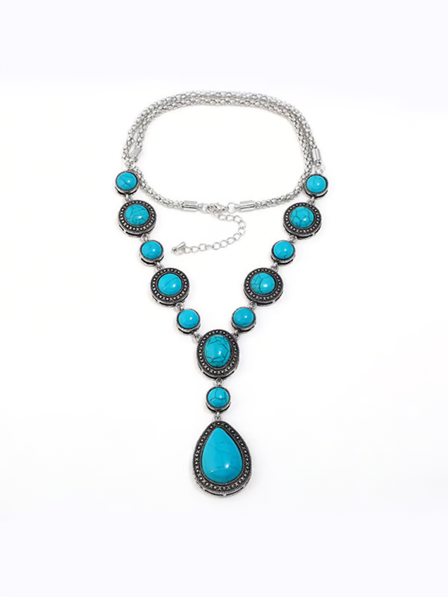 Retro Western Style Geometric Gemstone Teardrop Pendant Accessories Decoration
