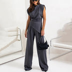 Women’s Elegant Solid Color Two-Piece Set