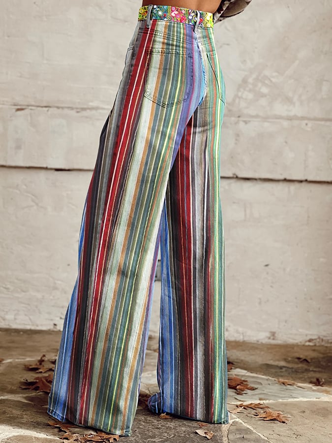 Damen Retro Hippie Weite Hose