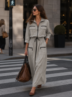 Modern Light Gray Utility Maxi Dress