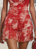 Vacation-style V-neck Sleeveless Printed Mini Dress