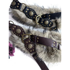 Retro American Style Personality Fur Patchwork Belt Fur Accessories Belt