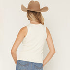 Women's Sleeveless Top With Button Front And Asymmetric Hem