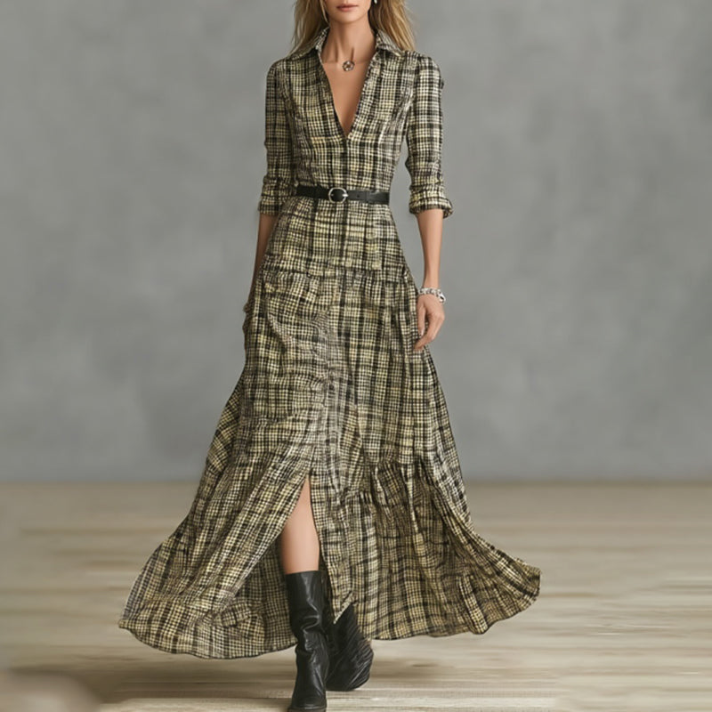 Women's Vintage Western Country Vintage Plaid Dress