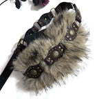Retro American Style Personality Fur Patchwork Belt Fur Accessories Belt