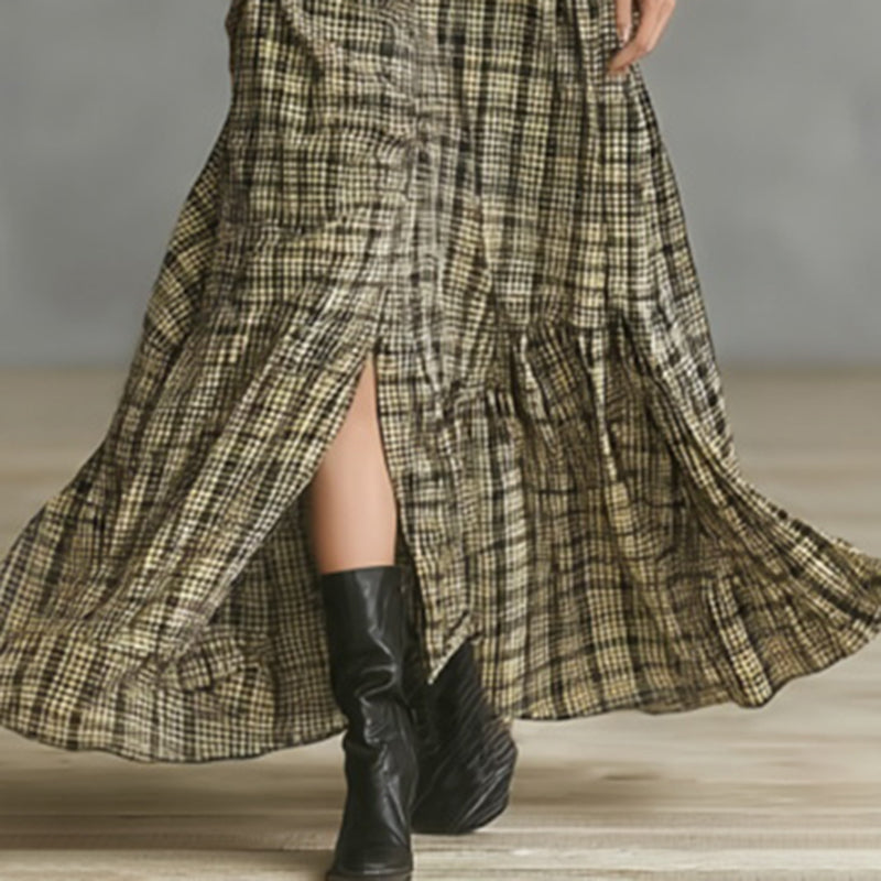 Women's Vintage Western Country Vintage Plaid Dress