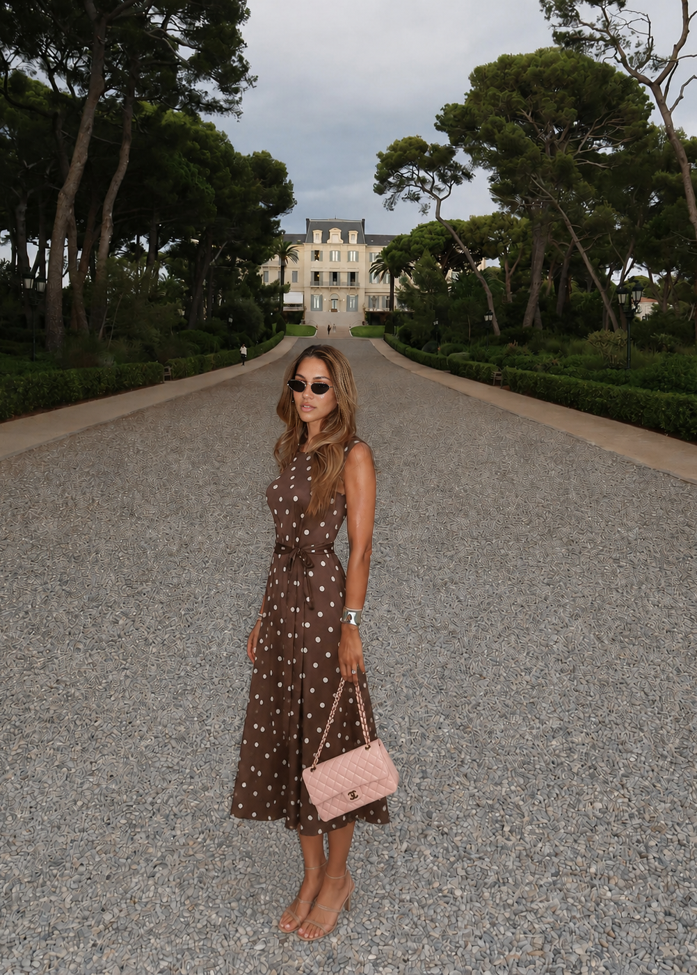 Polo Silk Dress Chocolate Brown Polka Dot - PRE ORDER