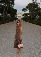 Polo Silk Dress Chocolate Brown Polka Dot - PRE ORDER