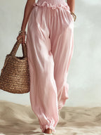 Resort-style Strapless Lettuce-edge Jumpsuit