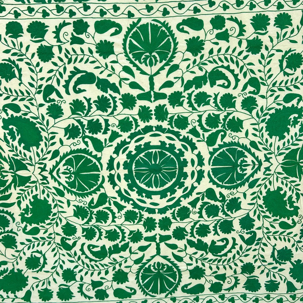 Plain Green  Suzani Double