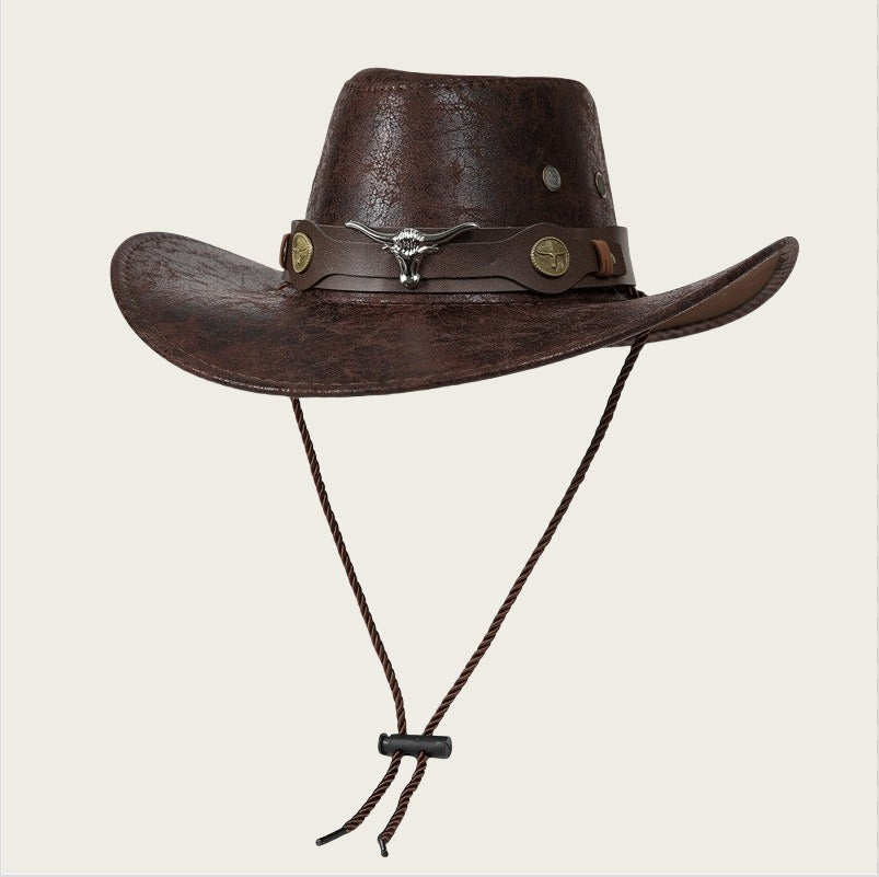 Women's Vintage Stylish Western Cowboy Hat With Adjustable Chin Strap For Outdoor Adventures