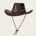 Women's Vintage Stylish Western Cowboy Hat With Adjustable Chin Strap For Outdoor Adventures