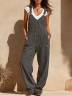 Fashionable Retro Striped Overalls