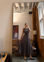 Polo Silk Dress Chocolate Brown Polka Dot - PRE ORDER