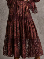 Vintage Paisley Lace Tiered Maxi Dress