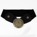 European And American Retro Western Waist Elastic Elastic Waist Belt Female Wide Version Waist Punk Style Metal Carved R