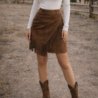 Retro Western Suede Short Skirt