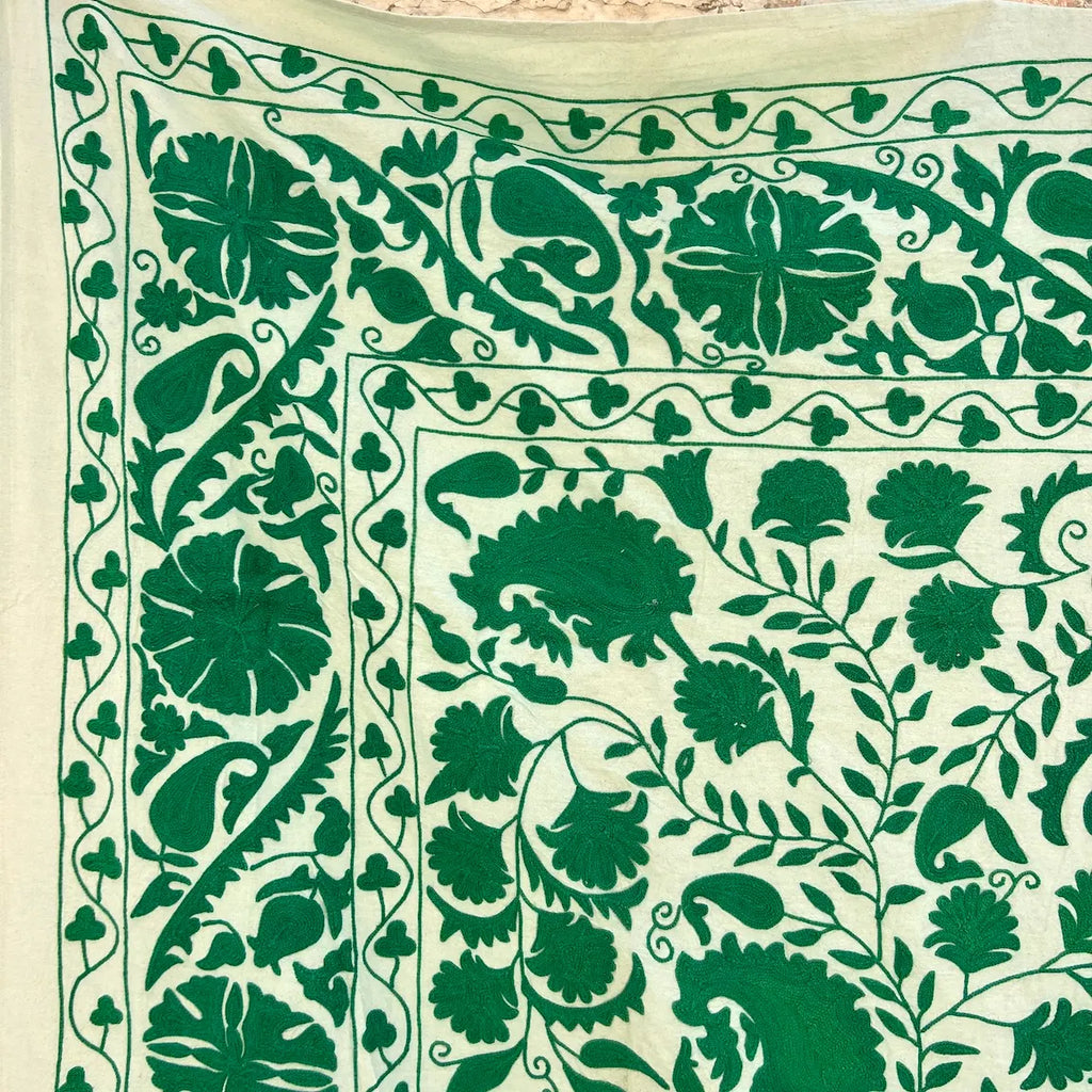 Plain Green  Suzani Double