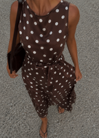 Polo Silk Dress Chocolate Brown Polka Dot - PRE ORDER