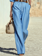 Resort-style Long-sleeve Shirt And Trousers Set