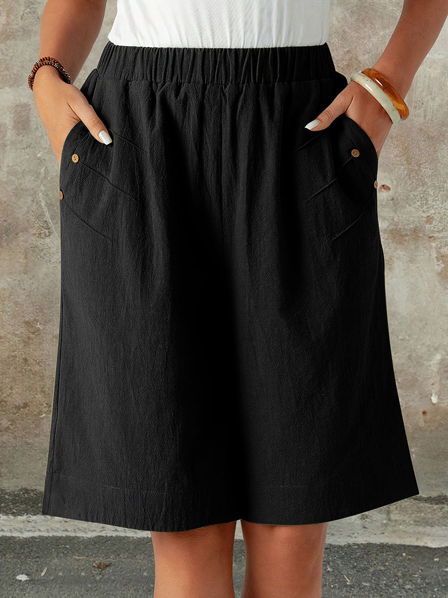 Women's Solid-color Straight-leg Casual Shorts