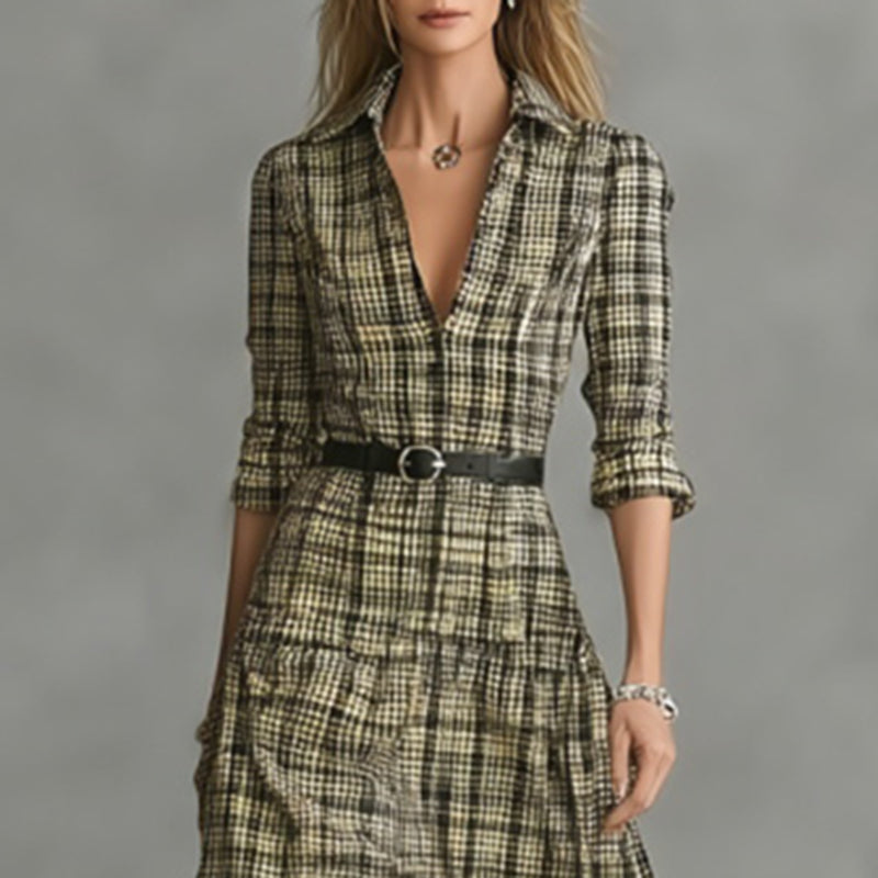 Women's Vintage Western Country Vintage Plaid Dress